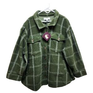 Green Plaid Button-Up Jacket